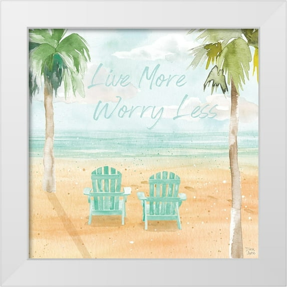 June, Dina 20x20 White Modern Wood Framed Museum Art Print Titled - Surfs Up IV Live More