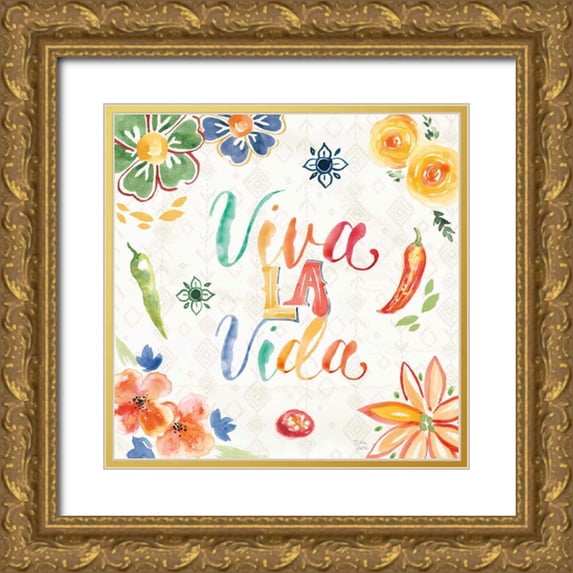 June, Dina 26x26 Gold Ornate Wood Framed with Double Matting Museum Art Print Titled - Sweet and Spicy V
