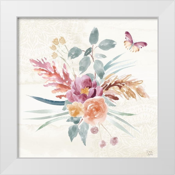 June, Dina 26x26 White Modern Wood Framed Museum Art Print Titled - Boho Garden III