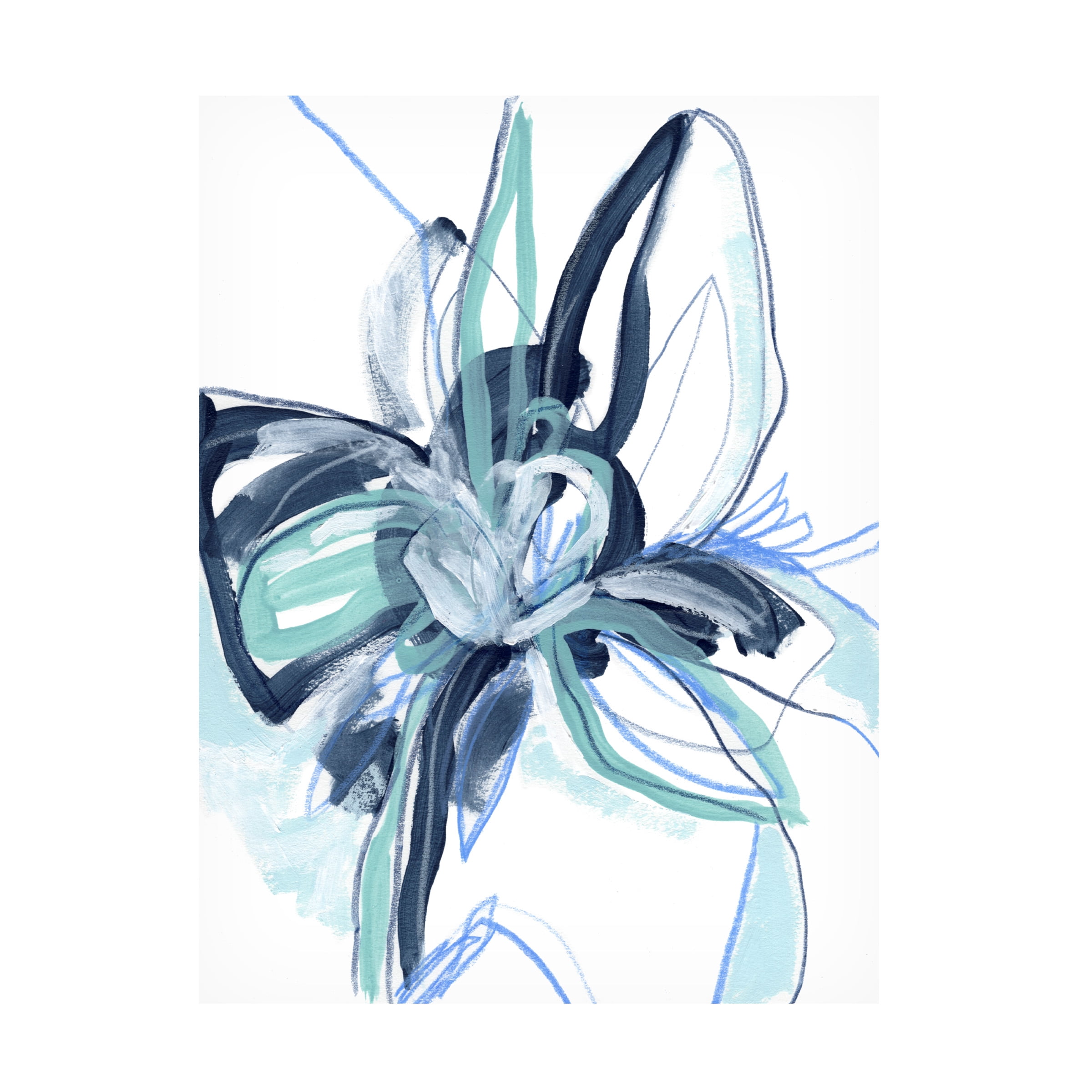 June Erica Vess 'Blue Floral Burst II' Canvas Art