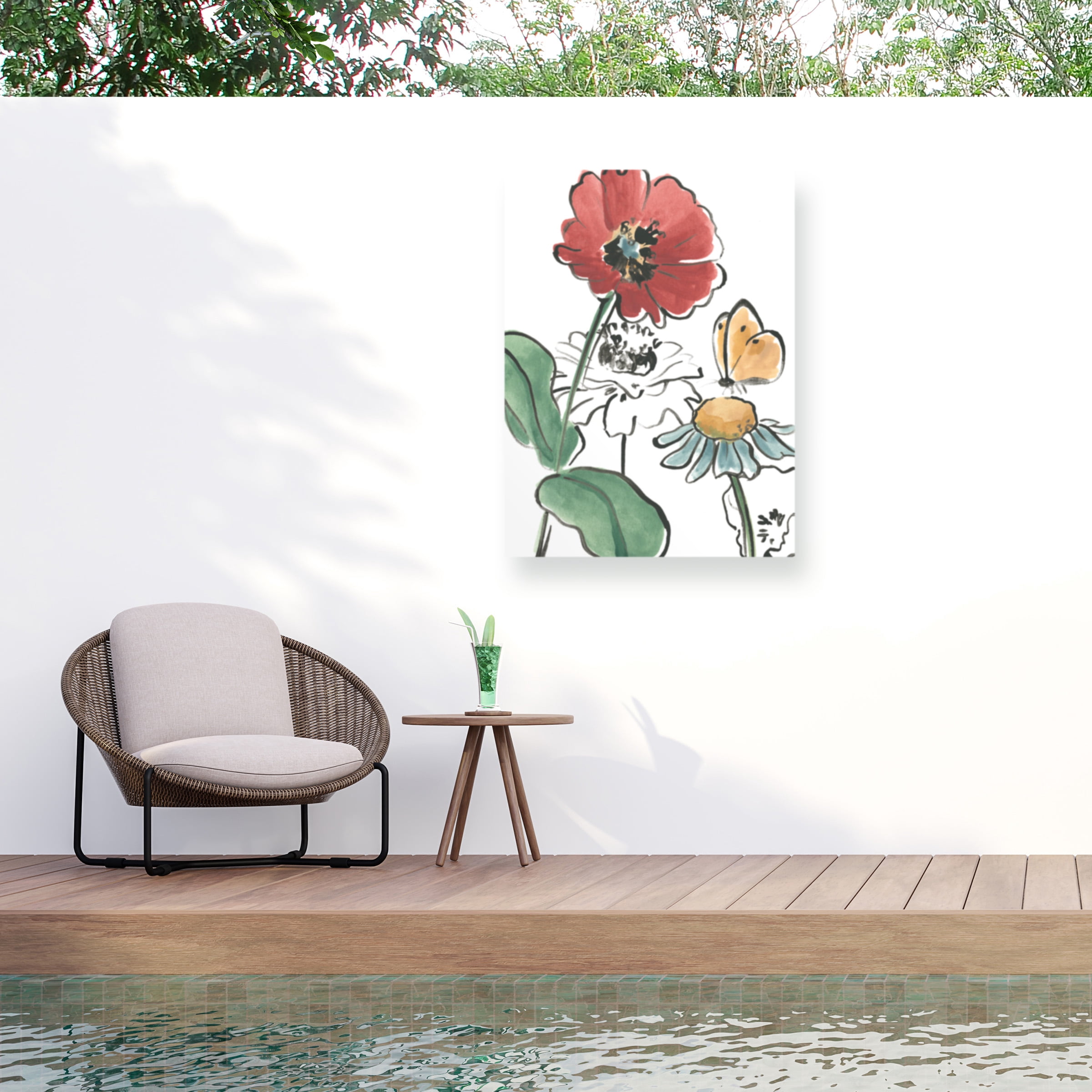 June Erica Vess 'Boho Florals II' Outdoor Canvas 32x22