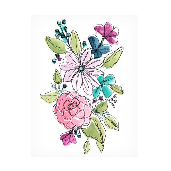 June Erica Vess 'Bright Sketch I' Canvas Art