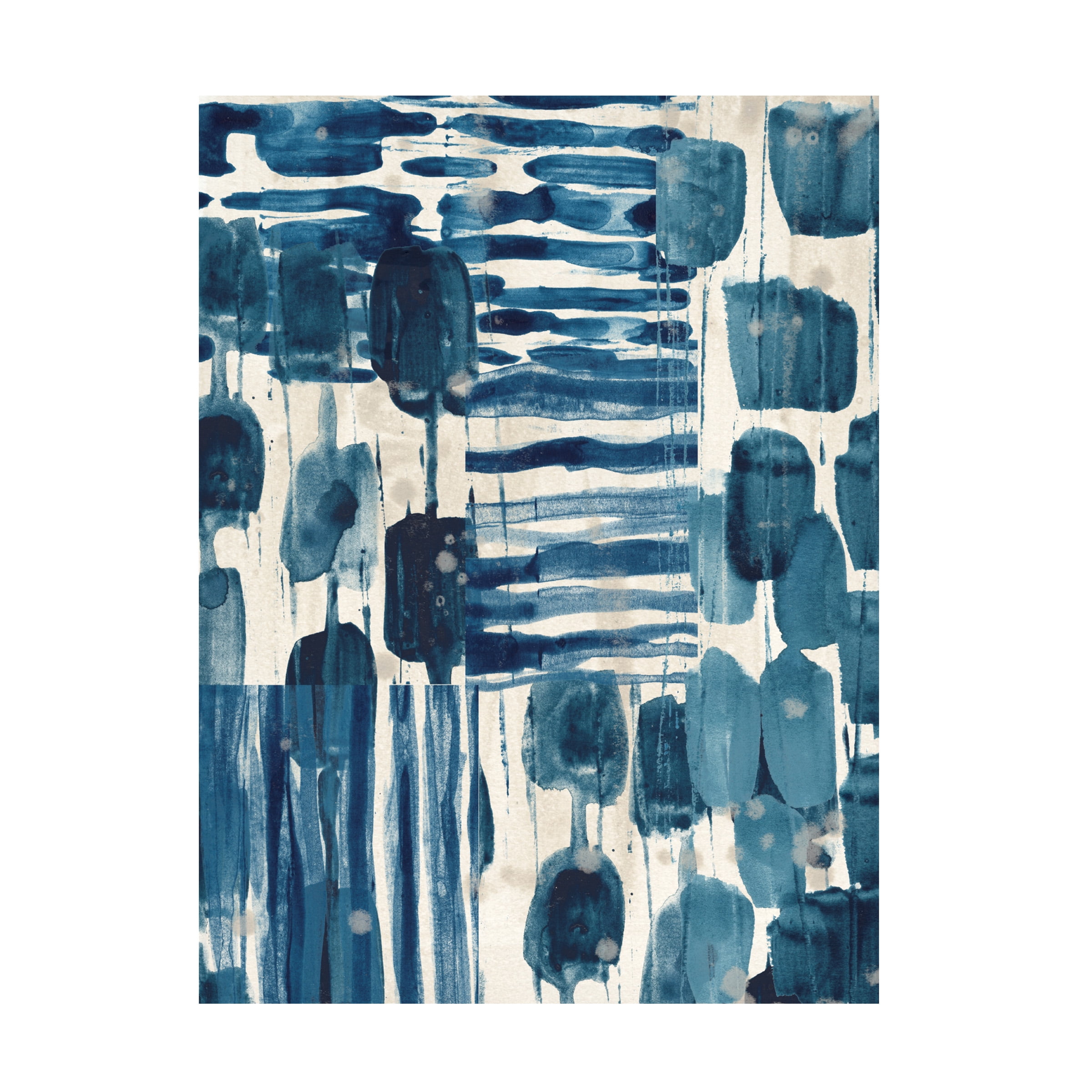 Indigo and Teal Abstract Canvas Art in 19" x 14"