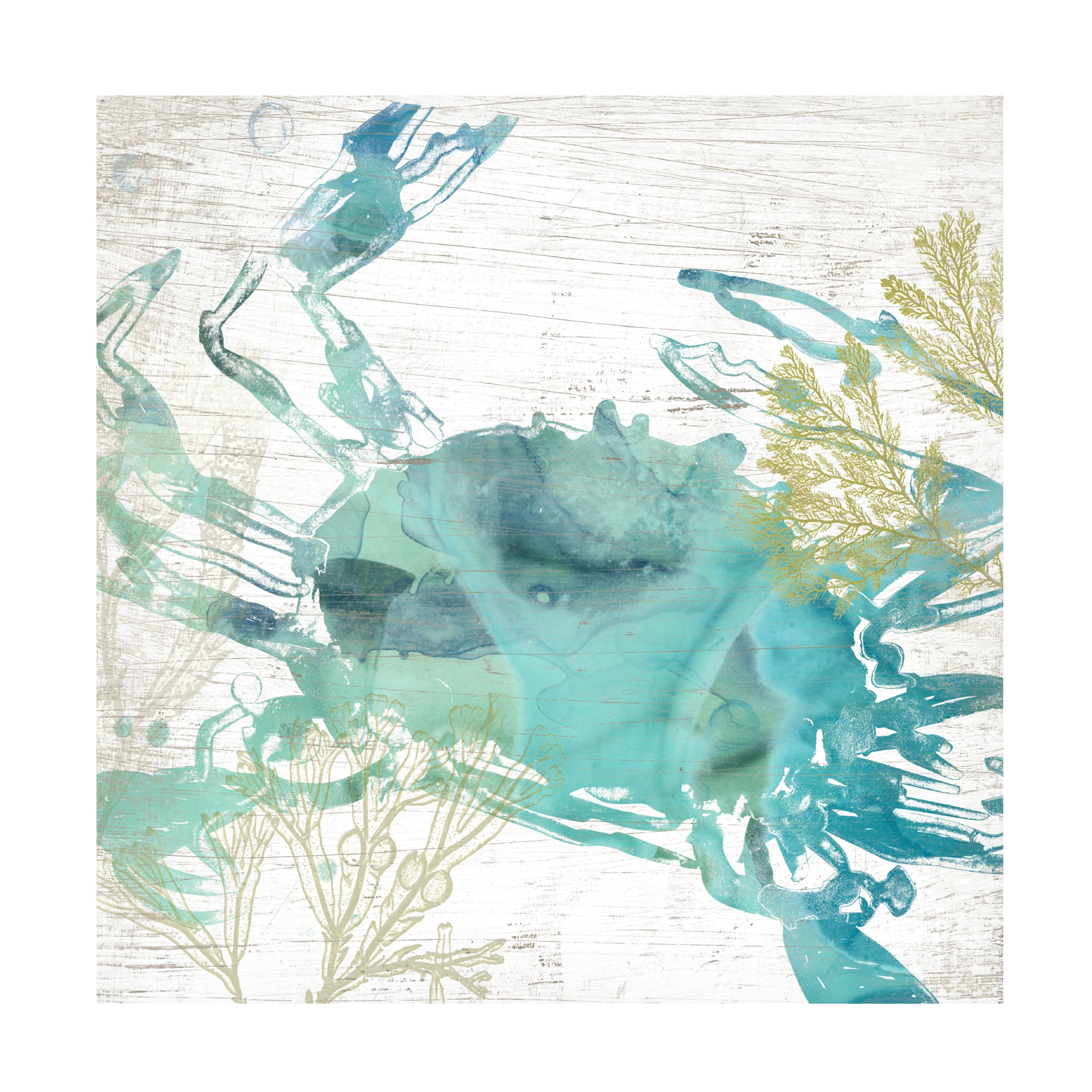 Jeweled Turquoise and Blue Crab Canvas Art, 18" x 18"