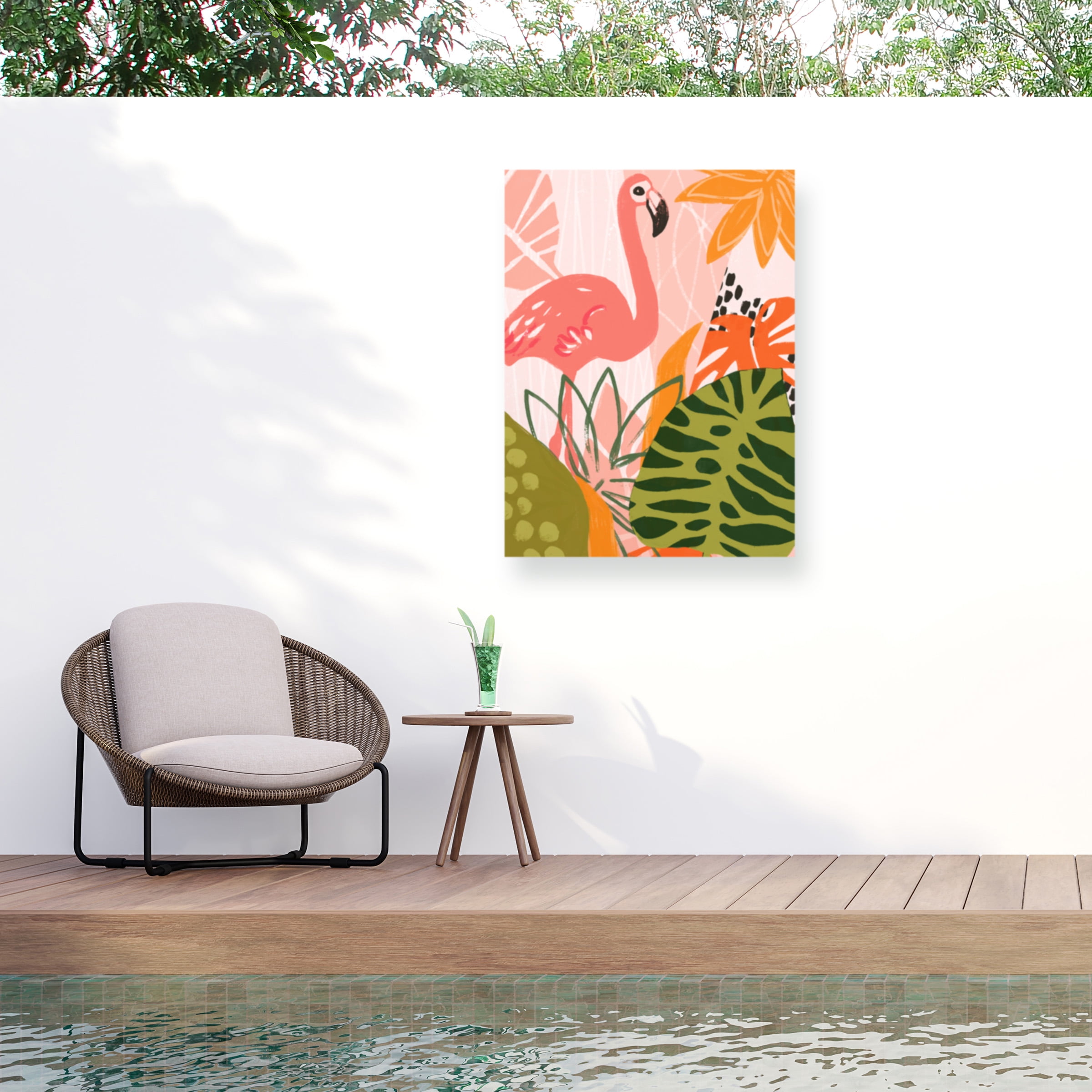 June Erica Vess 'Jungle Flamingo II' Outdoor Canvas 24x24