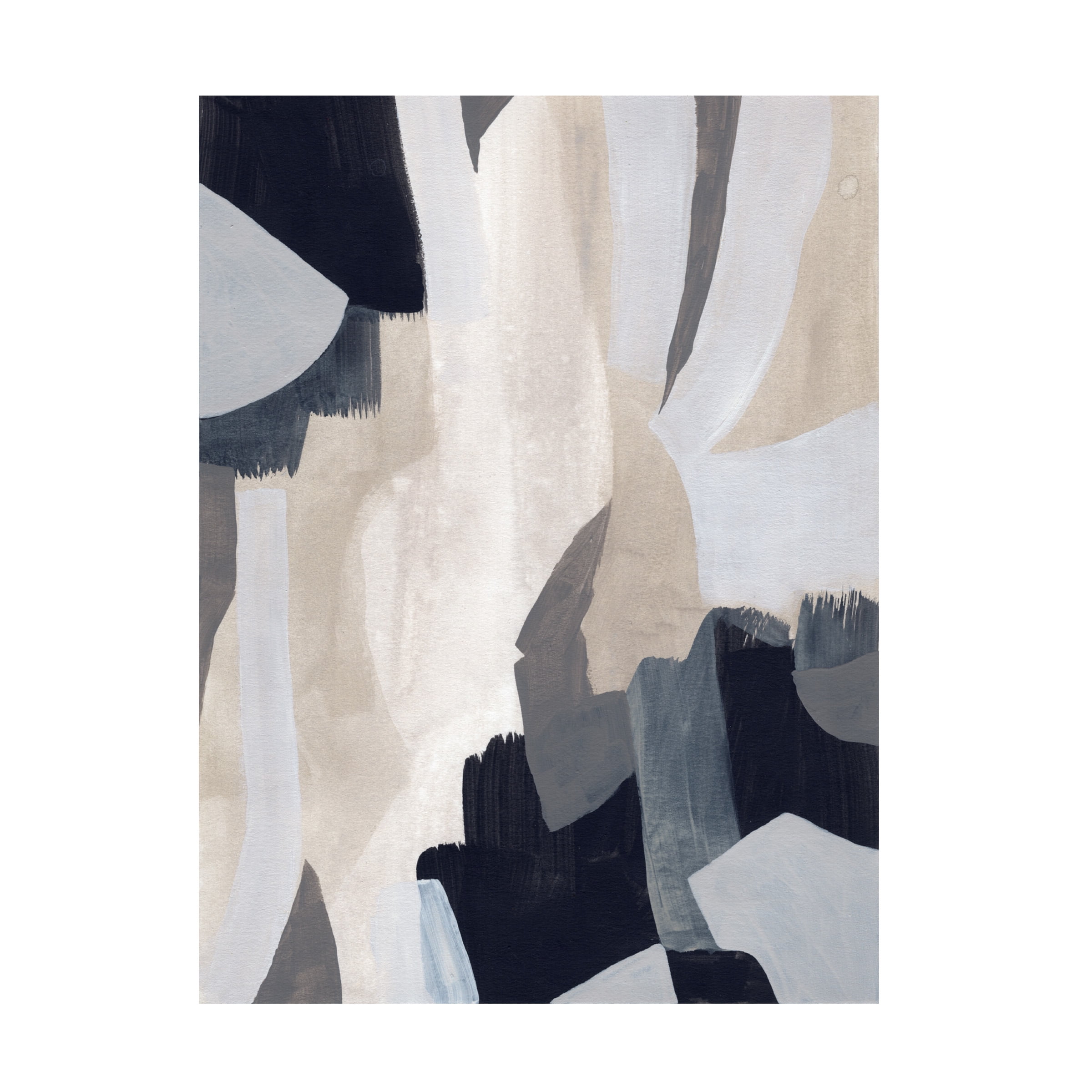 Neutral Abstract Canvas Art in Black and Beige, 24" x 32"