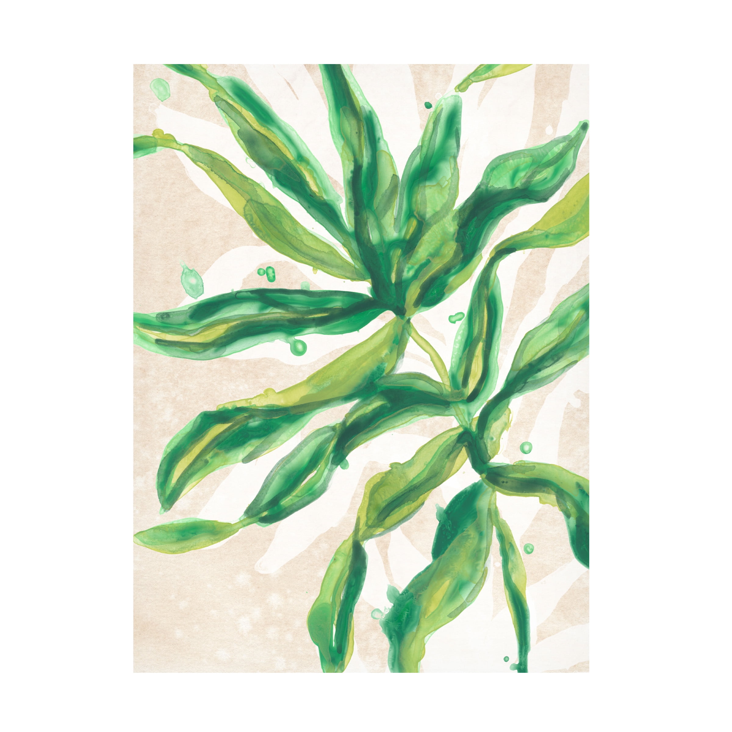 Green and Tan Palm Frond Canvas Art 24" x 18"