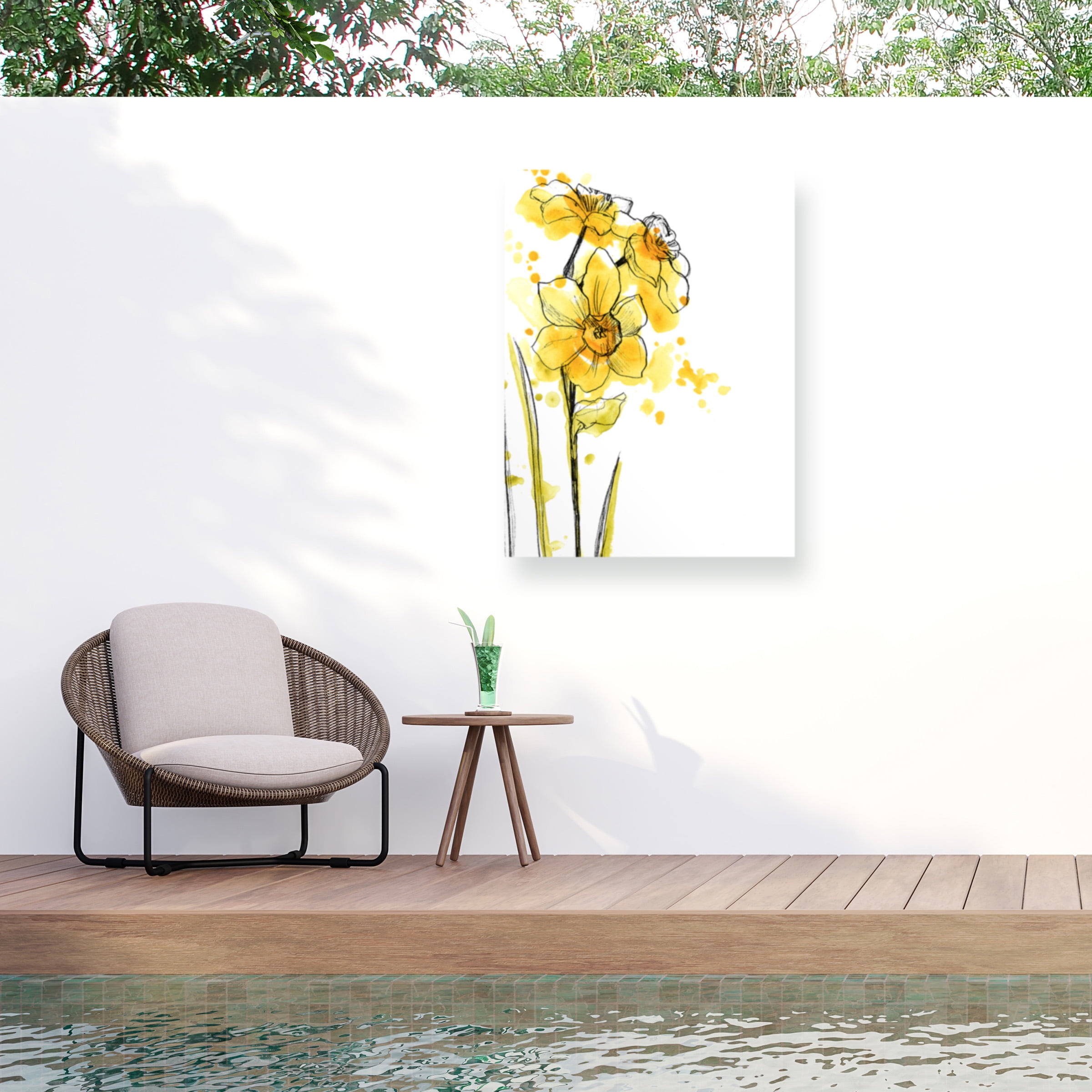 June Erica Vess Yellow Floral Outdoor Canvas Print 35x47