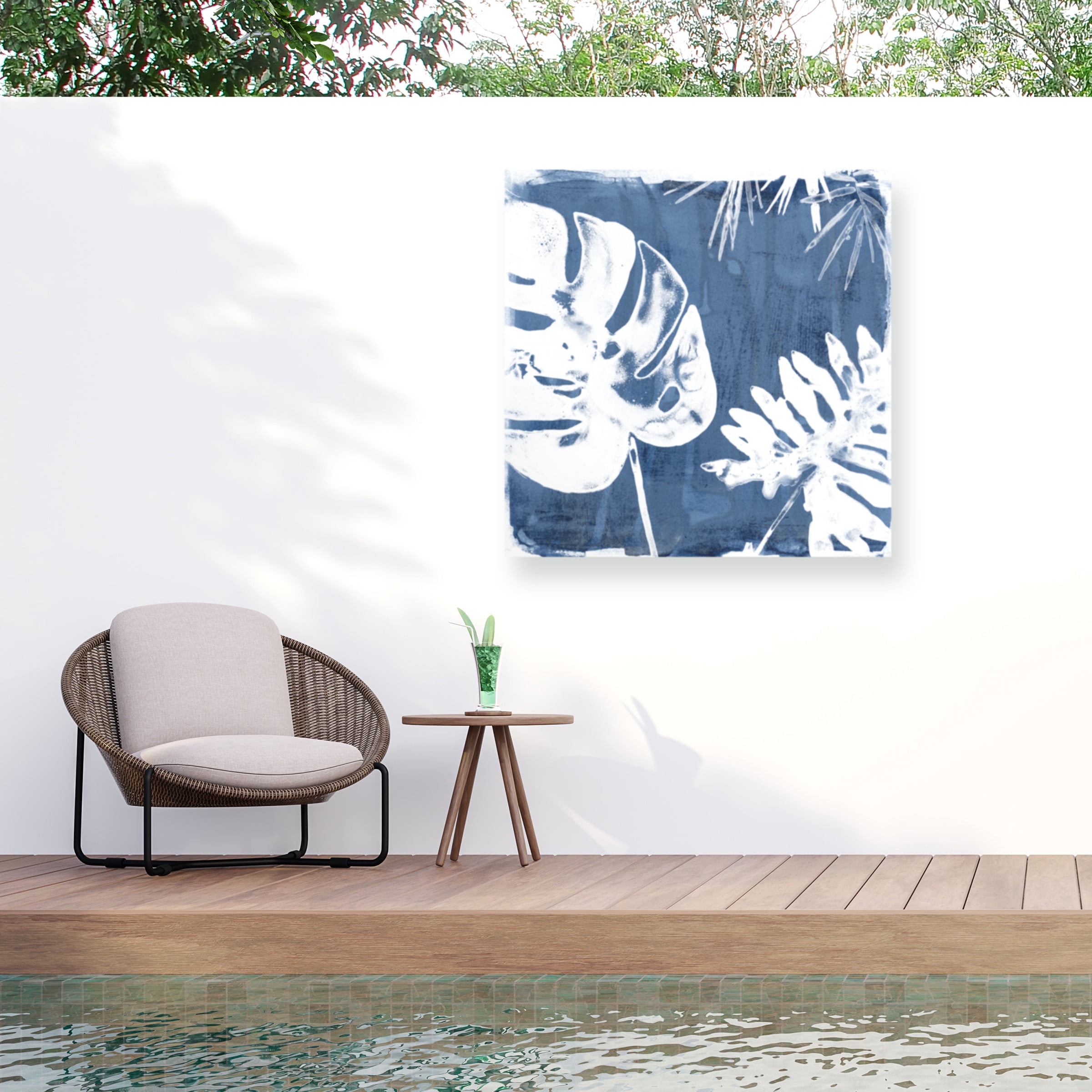 June Erica Vess 'Tropical Indigo Impressions I' Outdoor Canvas 35x30