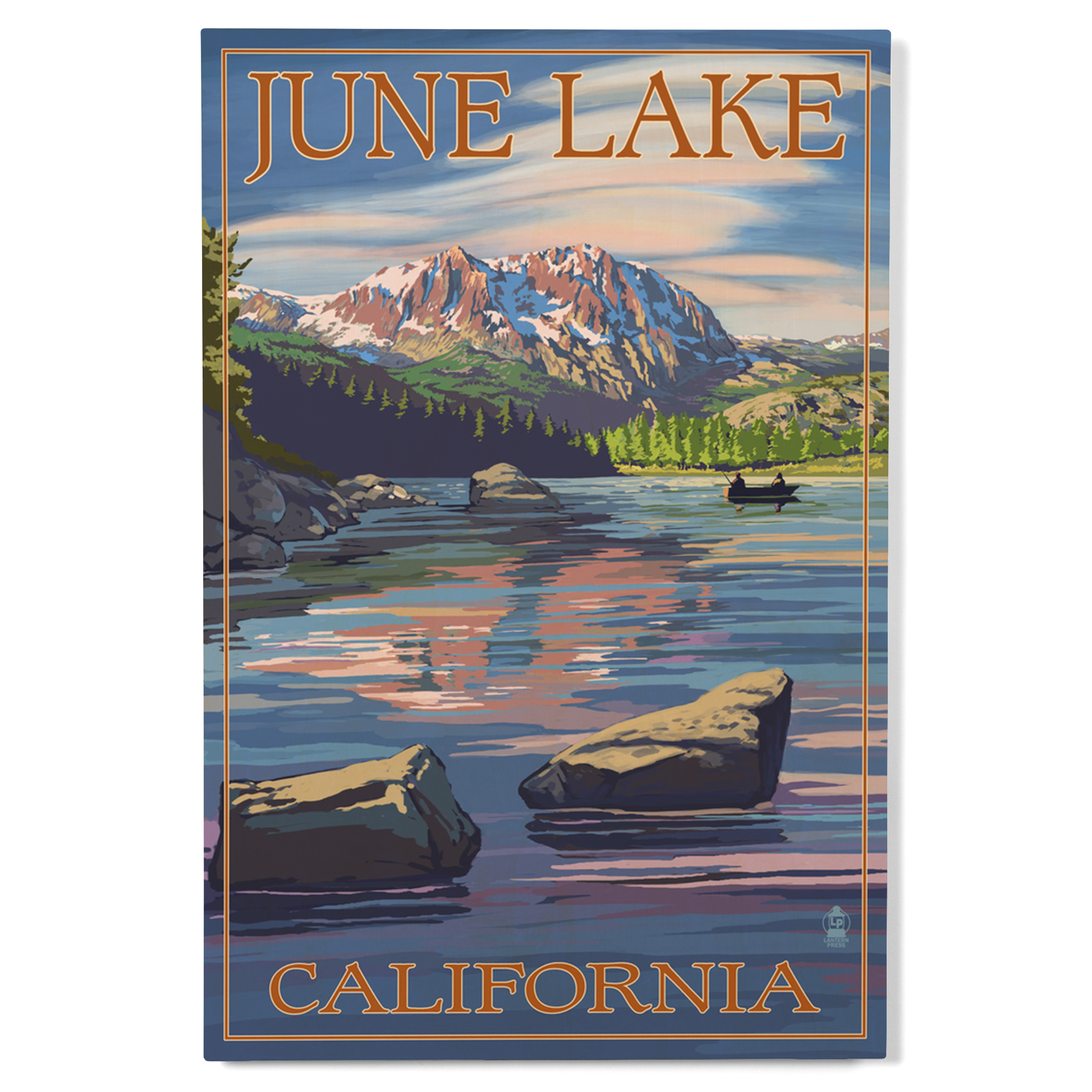 June Rustic Signs June Lake, California, Scene with Sierra Wave Birch Wood Wall Sign ...