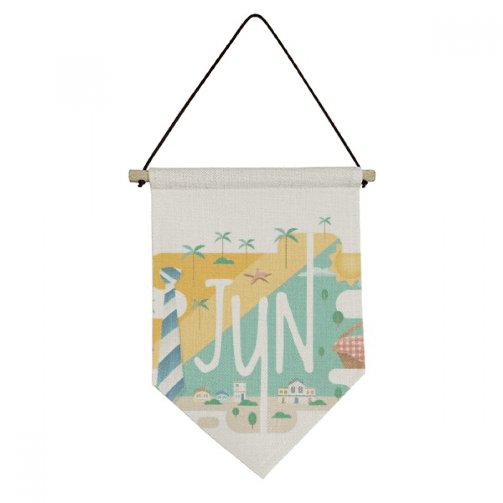 June Month Season Illustration Canvas Flag Hanging Wall Art Decor ...