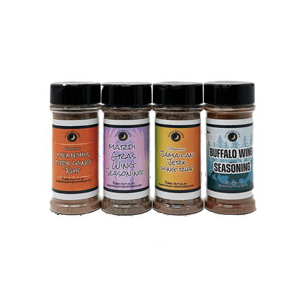 June Moon Spice Company's Chicken Wing Seasoning Dry Rub Variety Pack | 4 Count | 5.5 fl. oz. Shakers