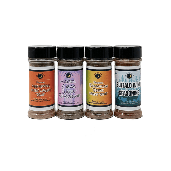 June Moon Spice Company's Chicken Wing Seasoning Dry Rub Variety Pack | 4 Count | 5.5 fl. oz. Shakers