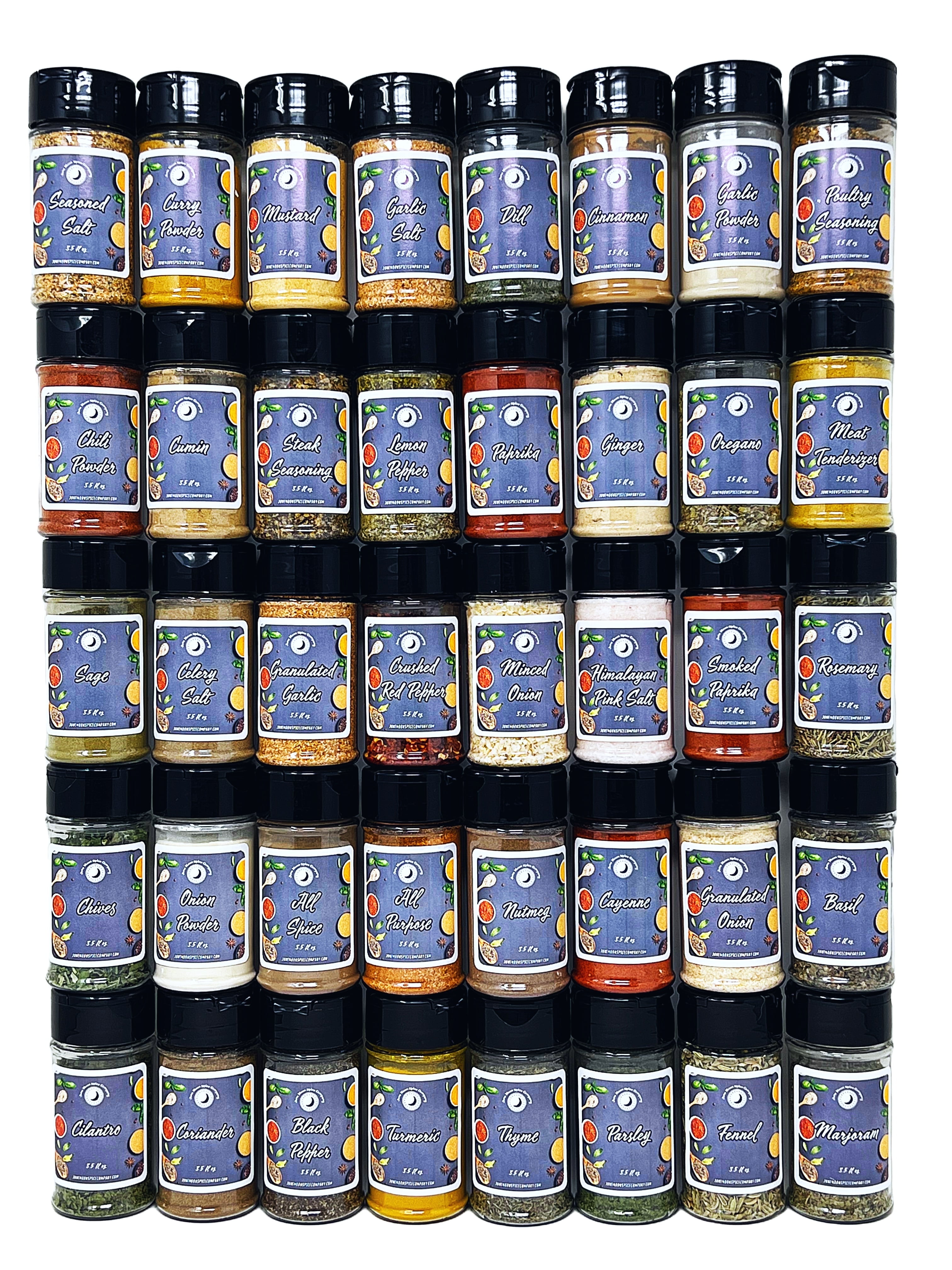 June Moon Spice Company's Ultimate Pantry Seasoning, Herb, Spice and Salt Set | 40 Count | 3.5 fl. oz. Jars