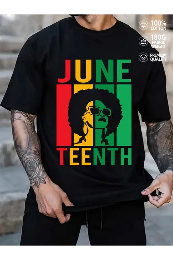 June Rasta Tee men black 180G 100% Cotton Fashionable summer T-shirt,machine washable Vintage Unisex Shirt Graphic tshirts Vintage Unisex Shirt Crewneck tshirts