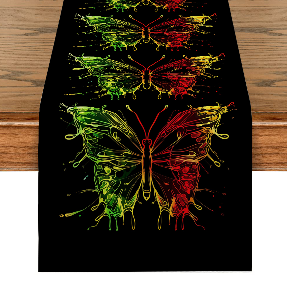 June Table Runner June Season Butterfly Watercolor Table Runners Dresser Table r Washable ...