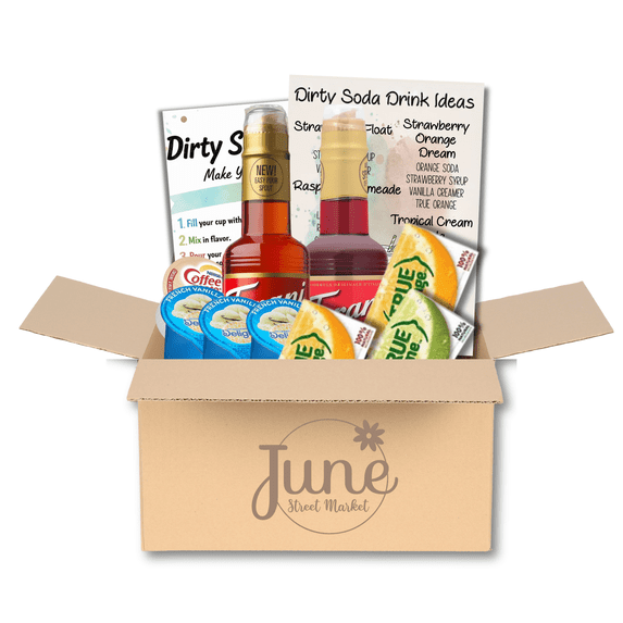 June Street Market Peach Strawberry Dirty Soda Kit DIY Drink Bar Party Gift Set Makes Up To 40 Drinks