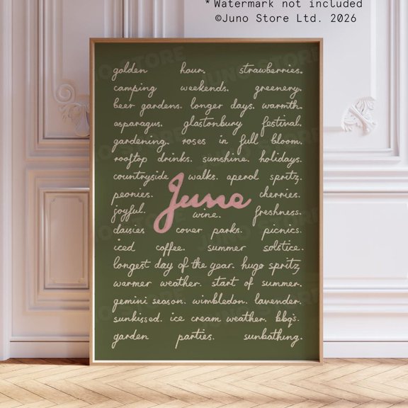 June Summer Quote Handwritten Sunshine Uplifting Positive Poster