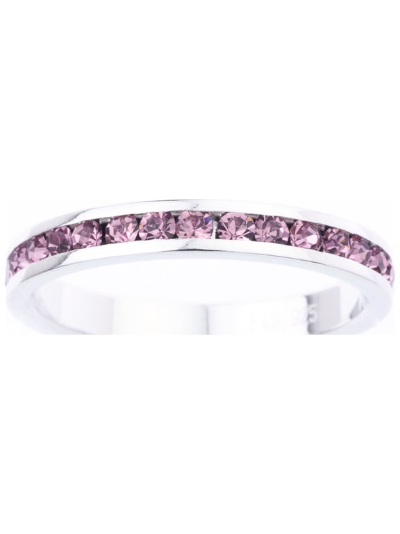 June Swarovski Crystal Birthstone Stackable ring in Sterling Silver