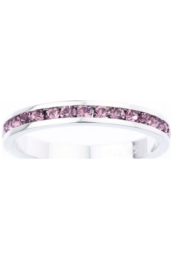 June Swarovski Crystal Birthstone Stackable ring in Sterling Silver