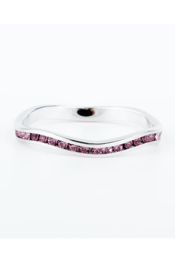 June Swarovski Crystal Birthstone Stackable ring in Sterling Silver
