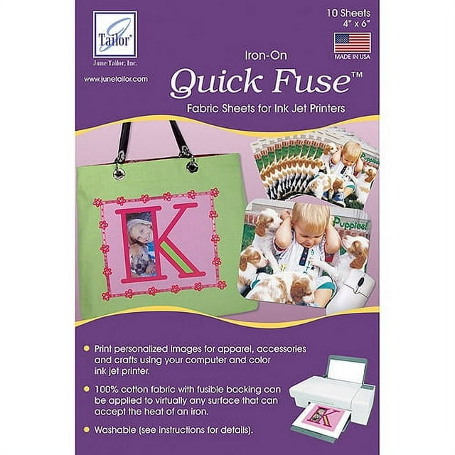 June Tailor 4" x 6" Quick Fuse 100 Cotton IronOn Mini Inkjet Fabric