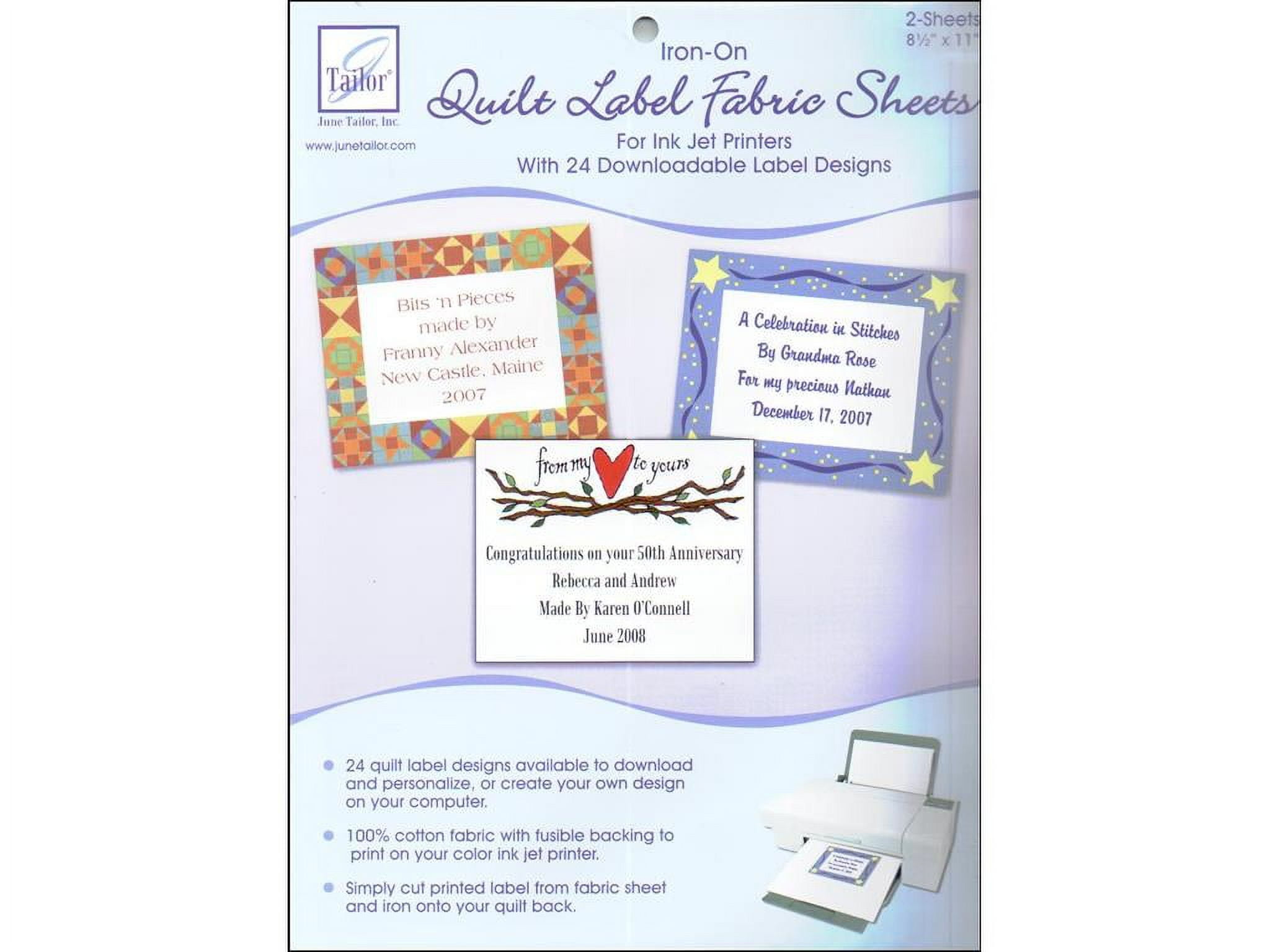 June Tailor 8.5 x 11 White Iron On Personalized Quilt Label