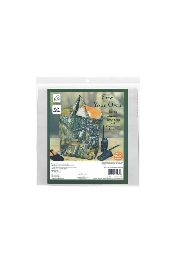 Sew Your Own Shopping Tote Kit with Pockets, 12" x 14" x 10", Realtree Edge Fabric
