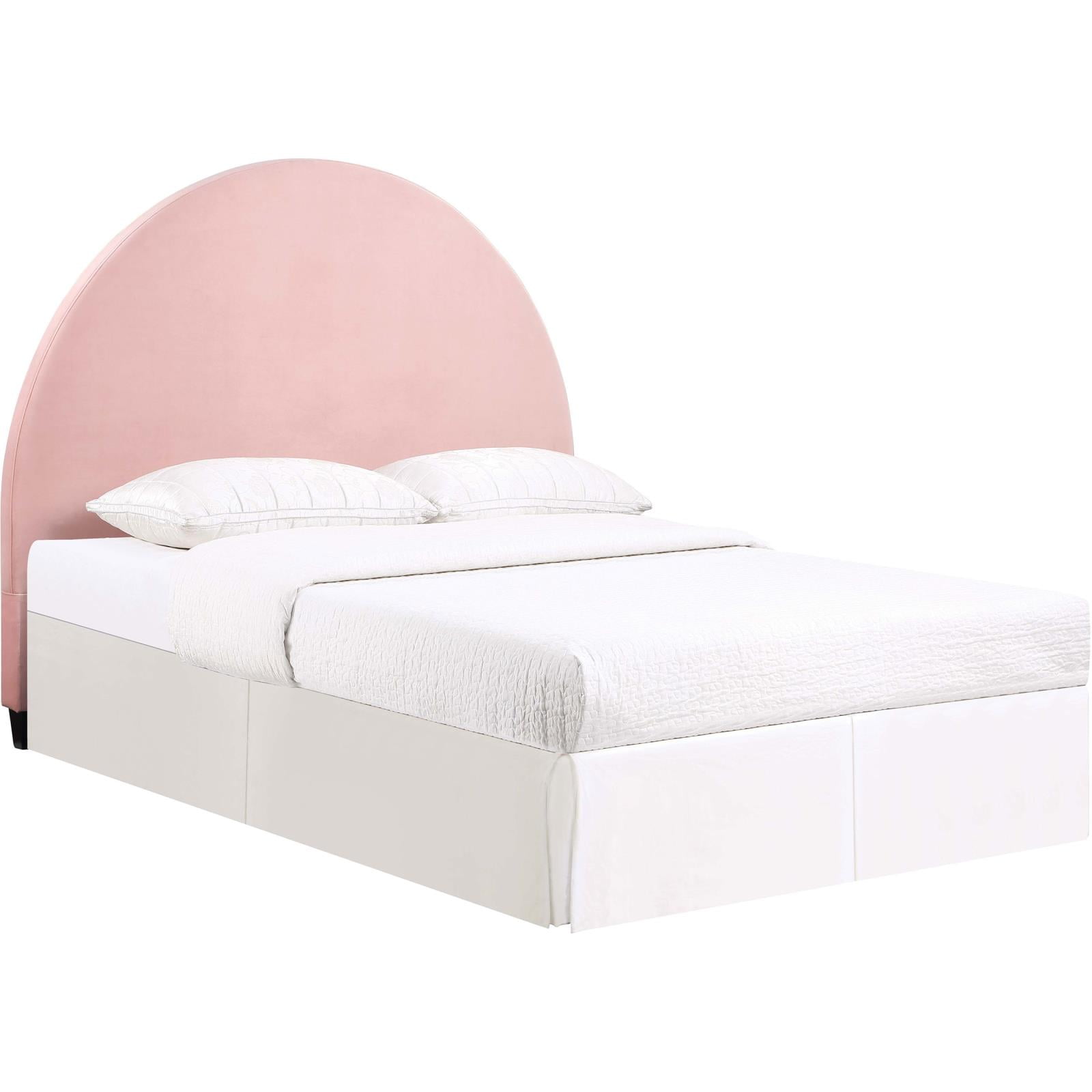 Blush Pink Velvet Upholstered Arched Queen Headboard