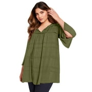 JUNE+VIE June + Vie Women's Plus Size Acid Wash Peasant Blouse