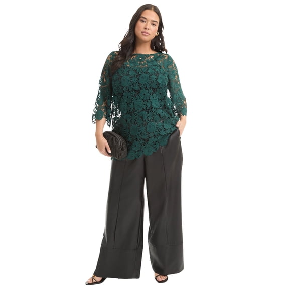 June   Vie Women's Plus Size Allover Lace Top