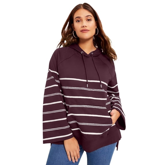 June & Vie Women's Plus Size Bell-Sleeve French Terry Sweatshirt