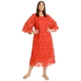 thumbnail image 1 of June + Vie Women's Plus Size Bell-Sleeve Lace Midi Dress, 1 of 3