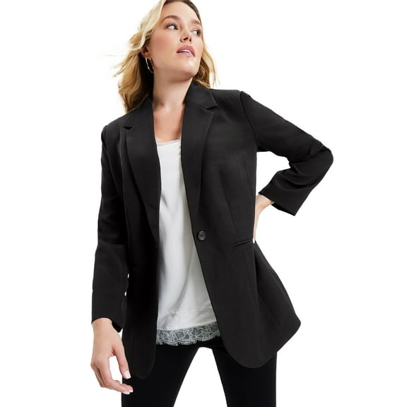 June + Vie Women's Plus Size Classic Blazer