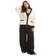 thumbnail image 1 of June + Vie Women's Plus Size Contrast V-Neck Cardigan, 1 of 3