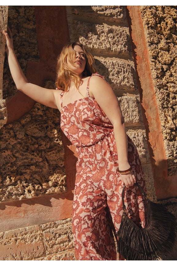 Women's Plus Size Crinkle Chiffon Jumpsuit