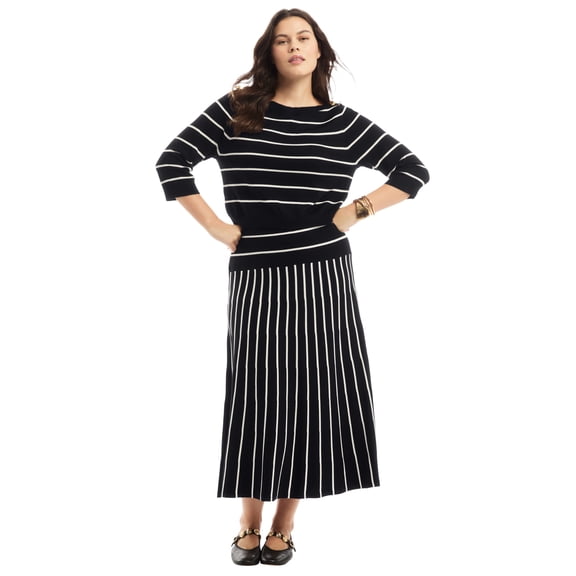 June & Vie Women's Plus Size Cropped Boat Neck Sweater