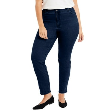 June + Vie Women's Plus Size Curvie Fit Straight-Leg Jeans