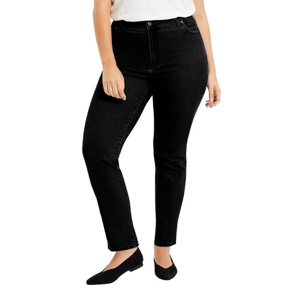 June + Vie Women's Plus Size Curvie Fit Straight-Leg Jeans