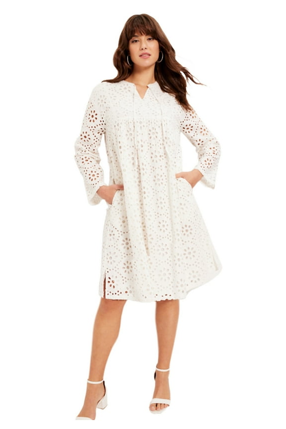 Women's Plus Size Eyelet Shirtdress
