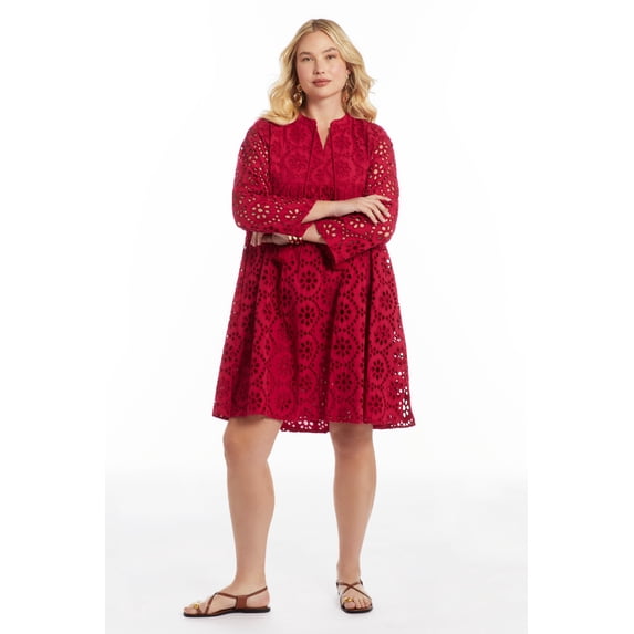 June & Vie Women's Plus Size Eyelet Shirtdress