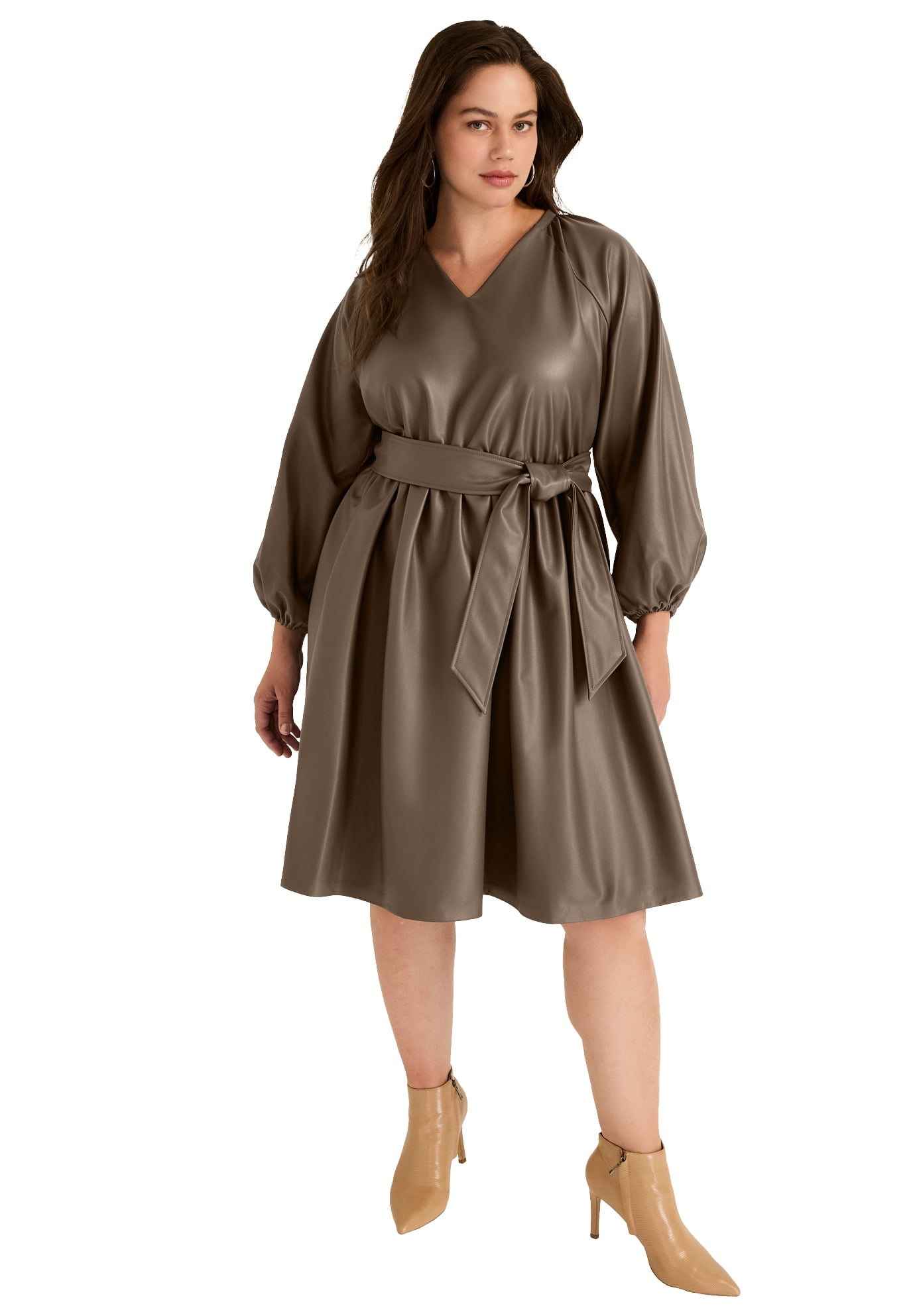 June & Vie Women's Plus Size Faux Leather Dress June & Vie Women's Plus Size Faux Leather Dress