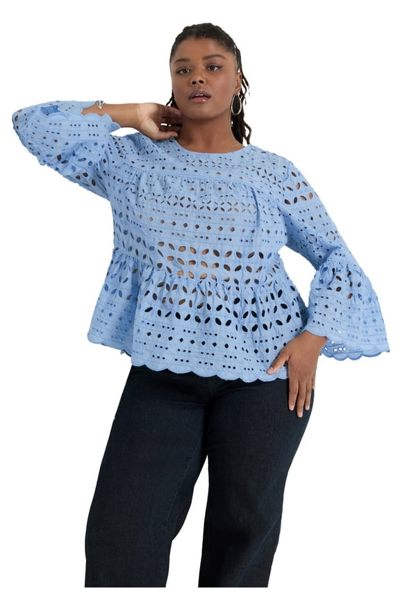 Women's Plus Size Flounce Peplum Top