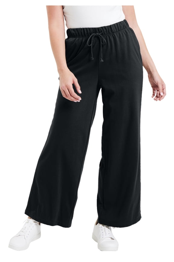 Women's Plus Size French Terry Wide-Leg Pant