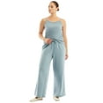thumbnail image 1 of June + Vie Women's Plus Size French Terry Wide-Leg Pant, 1 of 5