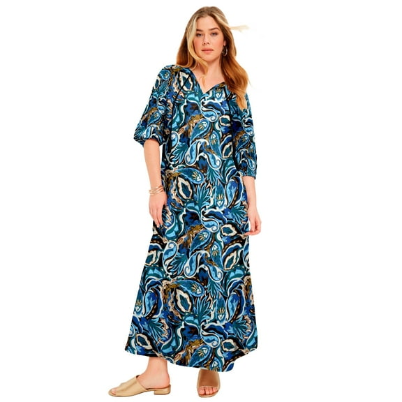 June + Vie Women's Plus Size Boho Maxi Dress