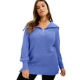 thumbnail image 1 of June + Vie Women's Plus Size Half-Zip Sweater, 1 of 5