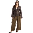 thumbnail image 1 of June & Vie Women's Plus Size High-Low Belted Leather Jacket, 1 of 6