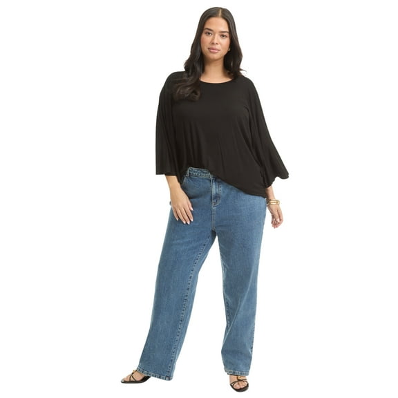 June Vie Women's Plus Size June Fit High-Rise Straight-Leg Stretch Jeans