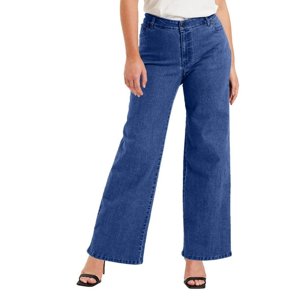 June & Vie Women's Plus Size June Fit Wide-Leg Jeans